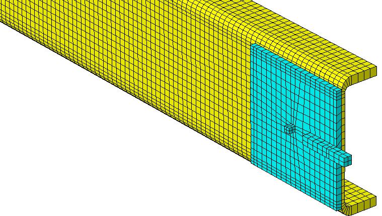 39 Figure 17 Meshed FE model of prototype-a beam (yellow) and steel sections (blue) 4.