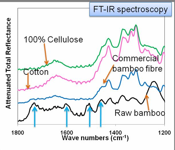 Relation between UV absorbance and chemical bonds of lignin UV-Vis spectroscopy Raw bamboo