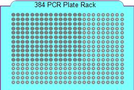 In this example we run 7 samples and a NTC in row direction to match the qpcr instrument set-up. Samples and NTC are dispensed in duplicates. Samples are expressed against 13 genes.