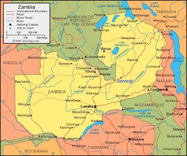 Context Zambia land linked country 8 neighbors DRC Tanzania