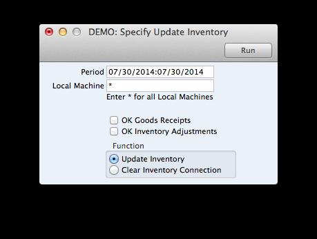 Maintenance update inventory To finish our daily routines we need to update the inventory system. In POS module, Routines, Maintenance, choose update inventory.