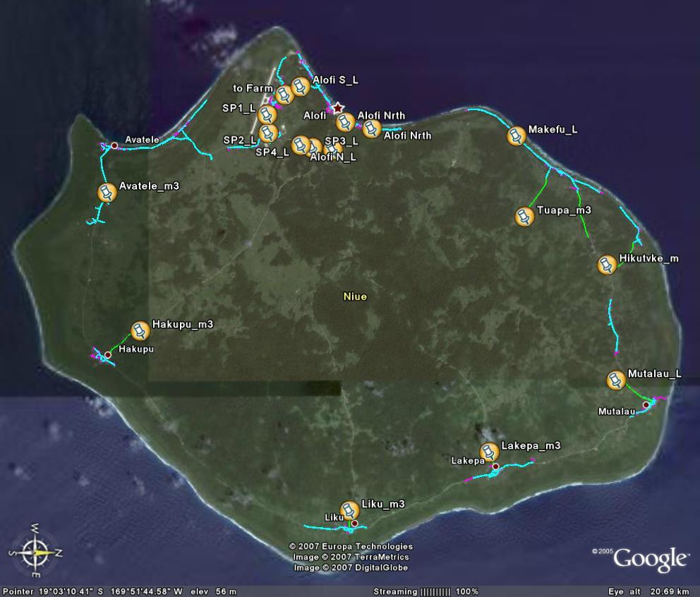 Appendix B - Niue District Metered Areas Figure 5. Niue Island and Proposed DMAs (Courtesy Google Earth) Data Issues The following maps were produced from GIS data supplied.