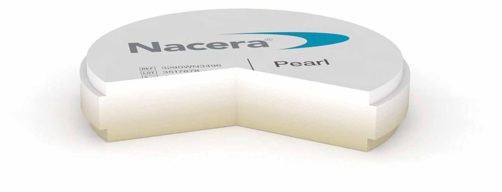 Nacera Pearl Multi-Shade 3Y-TZP 44 % translucency We have extended the range of our high-strength 3Y-TZP material, the highly translucent Nacera Pearl, with two additional multi-layered variations.