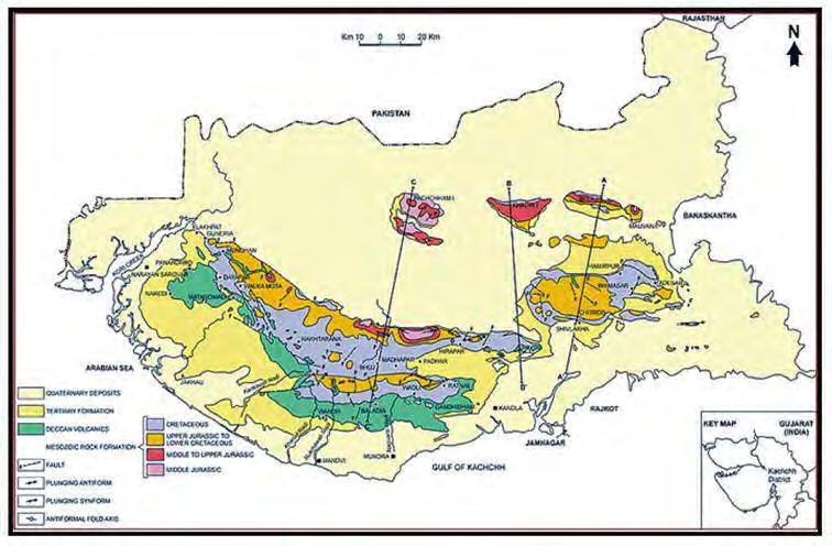 PHILLIPS CARBON BLACK LIMITED 3.8 GEOLOGICAL DATA The kachchh district in the north-west Gujarat, bordering Pakistan, covers an area of 45,612 km2.