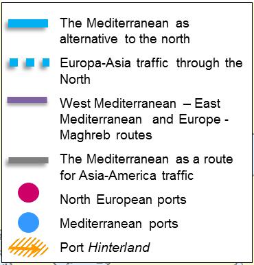 *Drewry Maritime Research 2017 (2016 Data) Advantages of Mediterranean ports: Reduction of navigation days, CO 2 &NOx