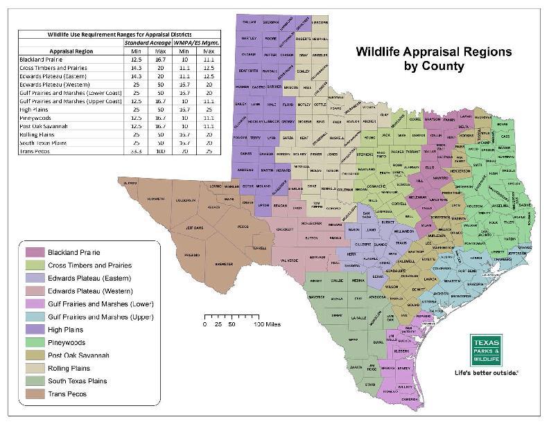 Wildlife Appraisal Regions By County Texas Parks and Wildlife https://tpwd.texas.