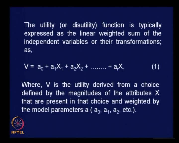(Refer Slide Time: 44:49) The utility or disutility, why disutility suddenly, some others instead of utility, name the same bundle as disutility, mainly because what do we do in trip making, we spend