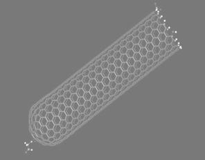 Multi-walled carbon nanotubes (MWNT) are comprised of concentric cylinders formed around a common central hollow with spacing between the layers close to that of the interlayer spacing of graphite (0.
