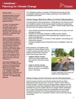 Additional Resources InfoSheet: Planning for Climate Change An overview of Planning Act tools that can help
