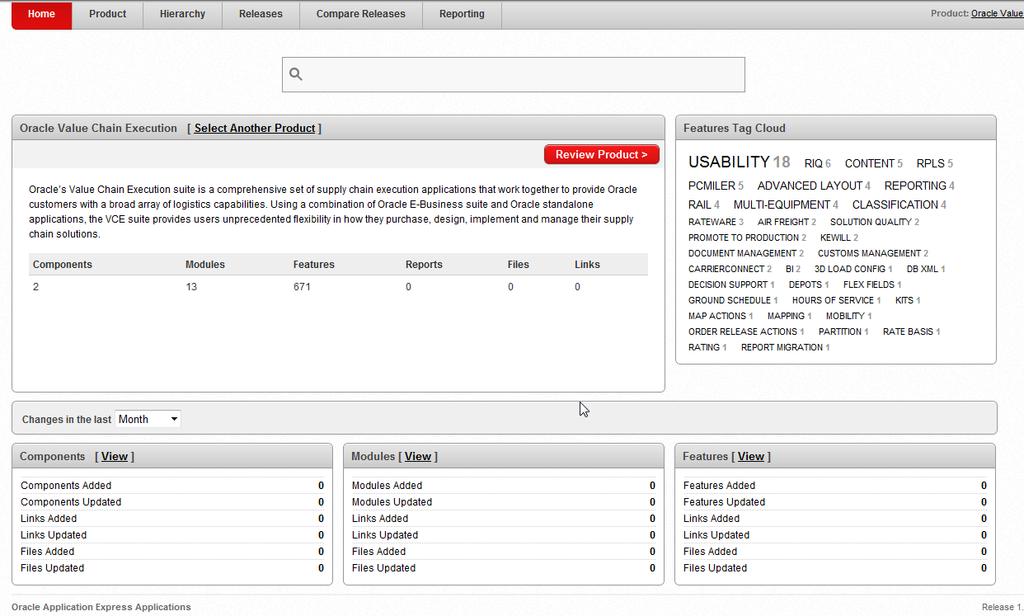Oracle Product Features Tool Components = OTM and GTM Modules = Product Options Feature Tag