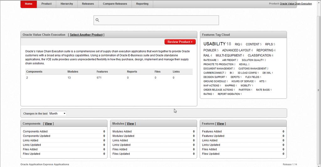 Oracle Product Features Tool Home Components = OTM and GTM Modules = Product Options Feature Tag