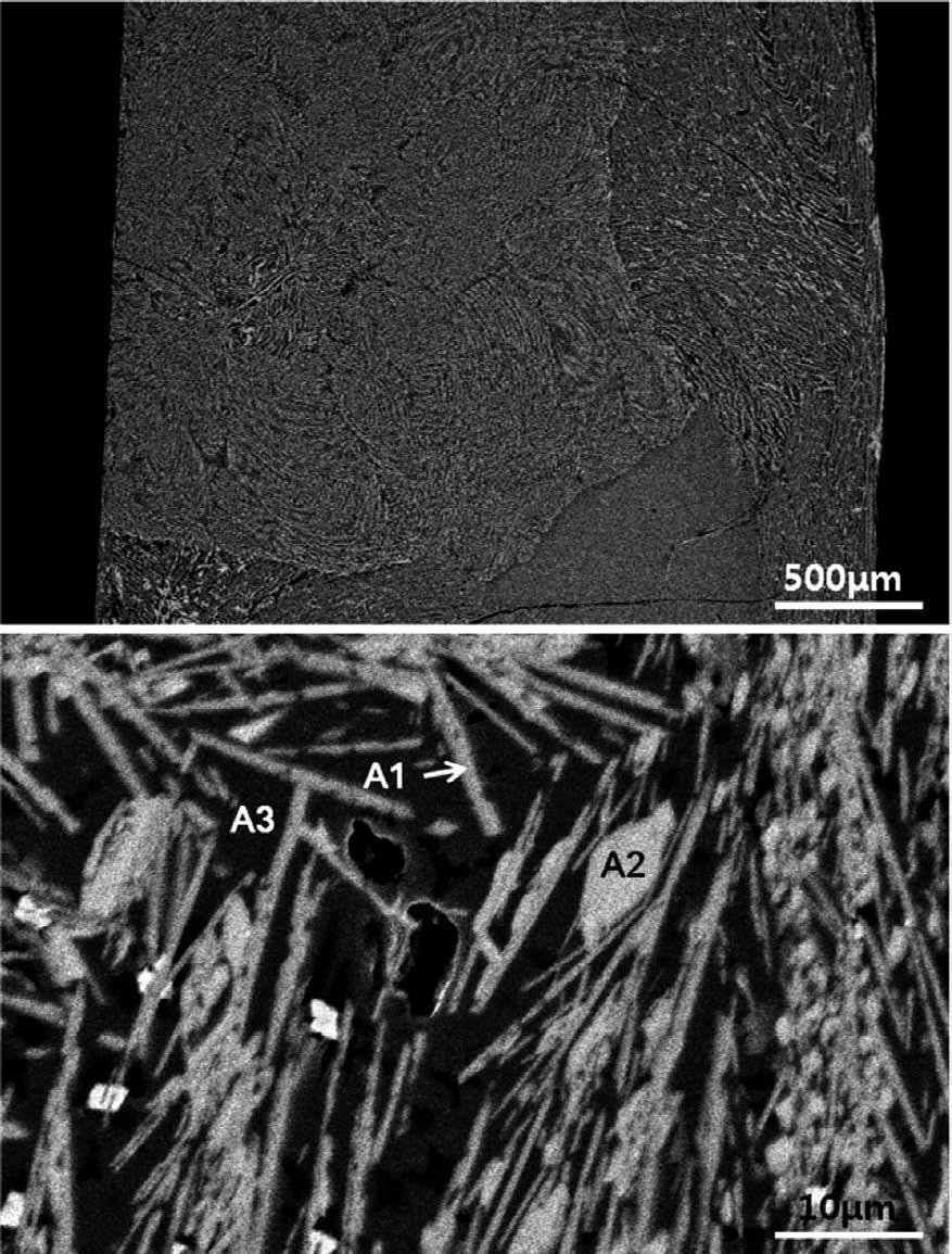 a) NEW4 b) NEW5 Fig. 13. c) NEW6 SEM micrograph of the slag samples after melting at 1 400 C and with cooling rate of 10 C/min. which will lead to lack of lubrication.