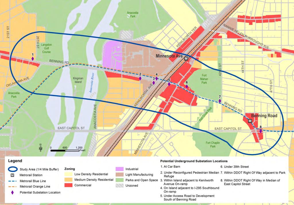 Figure 4-1: Potential TPSS Locations Source: Benning Road and Bridges