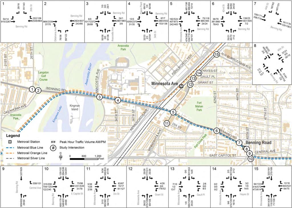 Figure 4-11: 2040 No Build Morning and Evening Peak Hour Intersection Traffic Volumes Source: