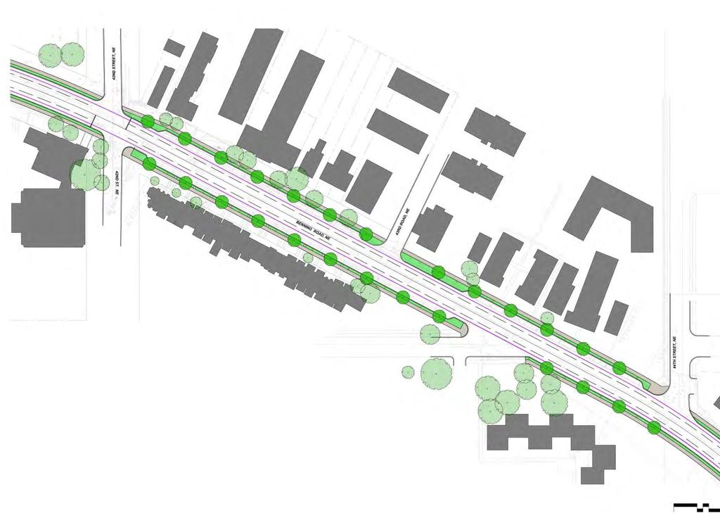 Figure 4-17: Build Alternative 1 Parking Impact Minimization between 42 nd and 44 th Streets Source: