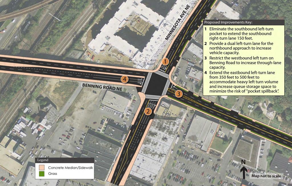Figure 2-8: Proposed Lane Configuration of Benning Road at Minnesota Avenue Intersection