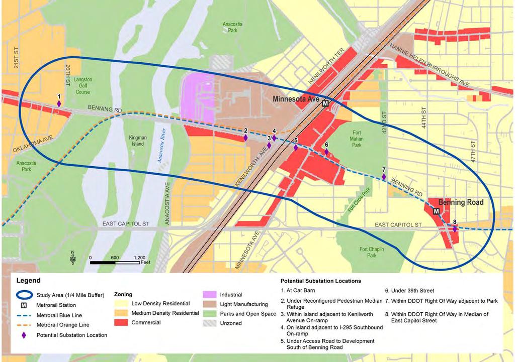 Figure 3-1: Study Area Zoning Source: DC OCTO and Benning Road and Bridges