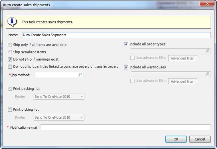 Auto Ship Sales Order Task You can now ship sales orders automatically using this new feature in e-agent.