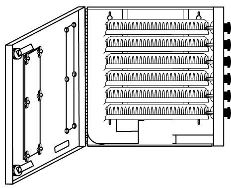 To Wall mount: a.) Unlock and open the Front Door b.) Determine, on the wall where vendor is to be mounted and mark where the upper two (2) holes are to be located. (Fig.