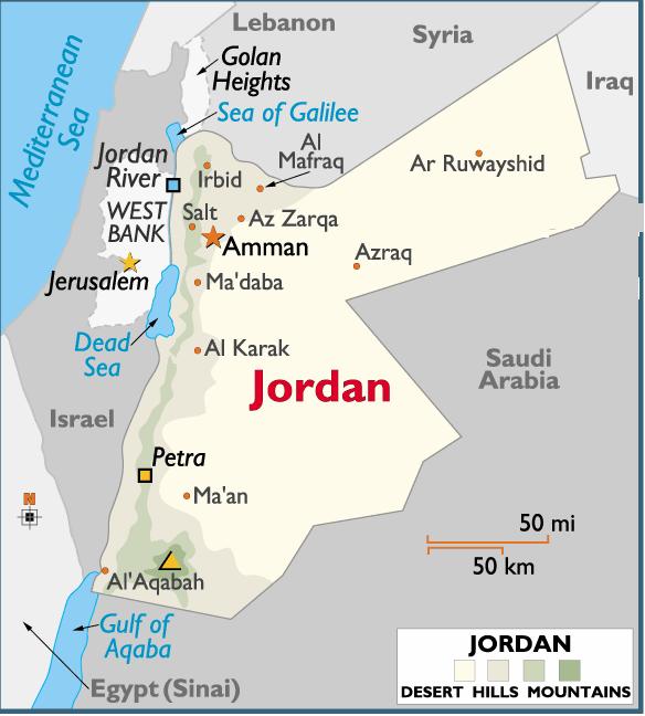 Jordan Country Profile - Total Area: 89 213 sq. Km - Sea Port: Aqaba - Coastline: 26 Km - Population: 5.