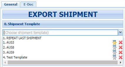 It is furthermore possible to define your template as a default for every shipment entry please select Default template if your template should be used for every shipment entry.
