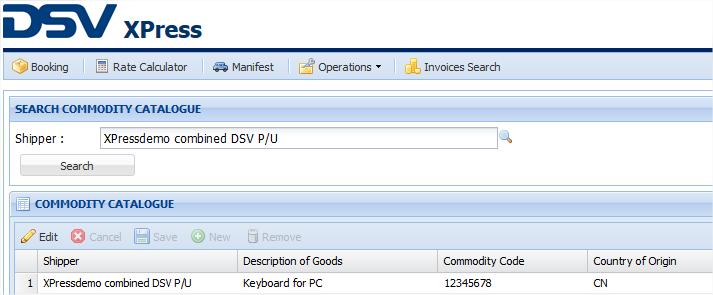 1 Commodity catalogue Default Descriptions of Goods can be stored in your Commodity Catalogue.