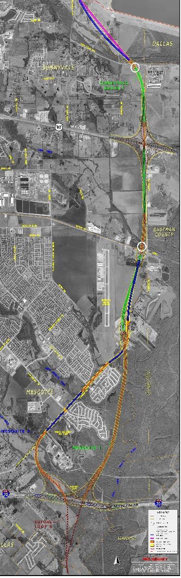 Match Line US 80 Corridor Study DRAFT REPORT 7-1-16 SH 190 Schematic Alignment (source: TxDOT) L1: Widen US 80 to 6 lanes from SH 190 to Spur 557 L5: Extend
