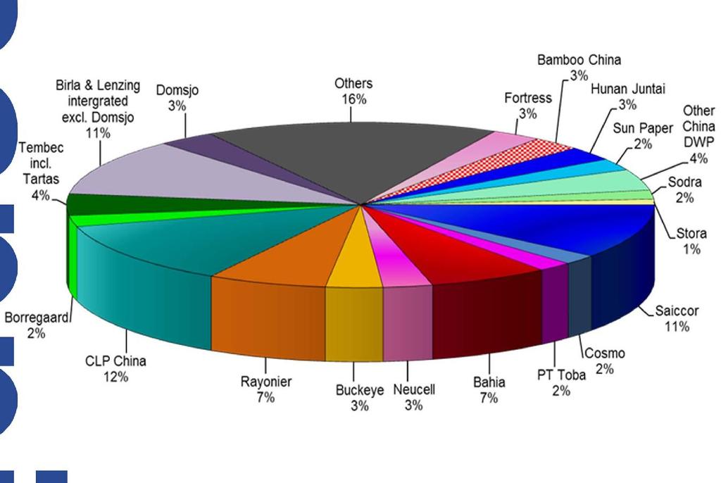 Global Chemical Cellulose Capacity 2012 Saiccor share of global demand = 15%