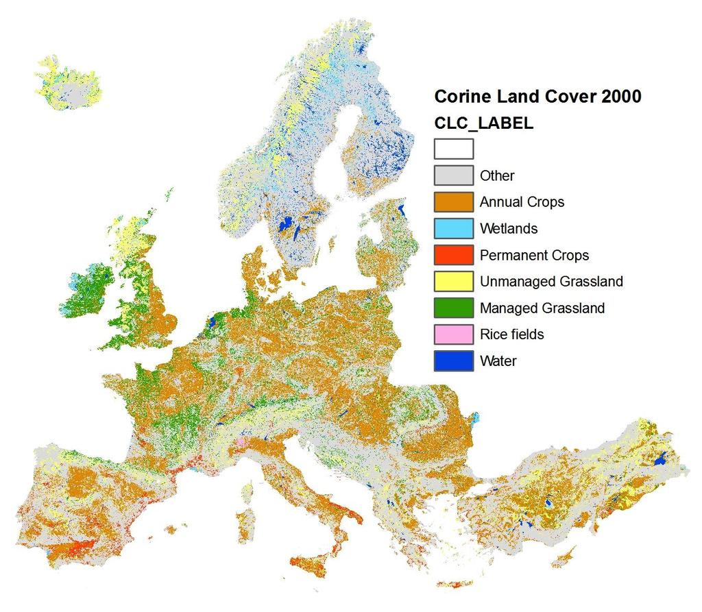 CM and GM in Corine Land Cover (2000) CM Activity Areas Annual Crops Non-irrigated arable land Permanently irrigated land Annual crops associated with permanent crops