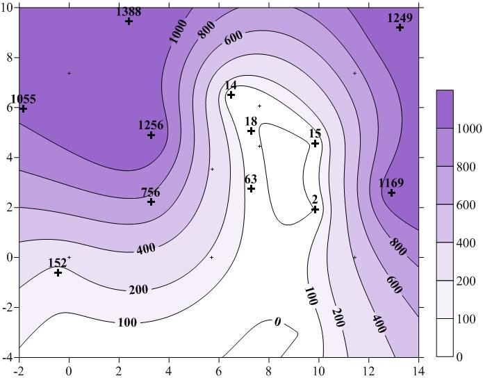 variability in concentration with time occurs beneath the east side of the slab (right-hand side of the contour plots).