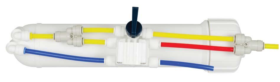 Tubing Filtered Input Water Port Auto Shut-Off Valve (ASO) Connect Yellow Drain Tubing Here This End has Small Plug Flow Restrictor in Red (or Green) Tubing