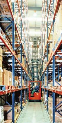 They are often supported by more conventional handling devices which help by depositing and picking up pallets at the end of the racking aisles.