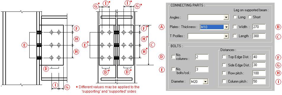 2 or to refine parameters for the entire model or for specific connections. to specify exact plate dimensions, number of bolts, etc., tab.