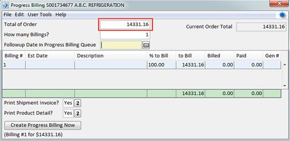 A new Progress Billing check box on the Totals tab in Sales Order Entry converts the order to a progress billed order.