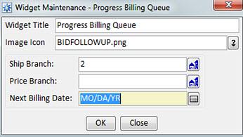 Eclipse Release 8.7.9 Feature Summary Rel. 8.7.9 Progress Billing Queue Widget Use the Progress Billing widget to monitor what billings need to be sent.