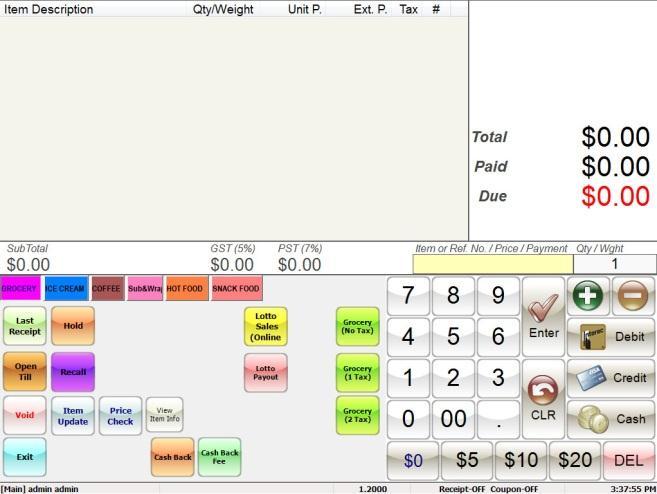 b) Perform sale and process payments This is the main Sales Interface.