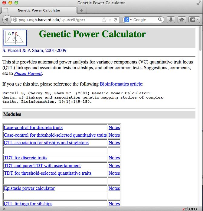 GPC Genetic Power Calculator: design of linkage and association genetic mapping studies of