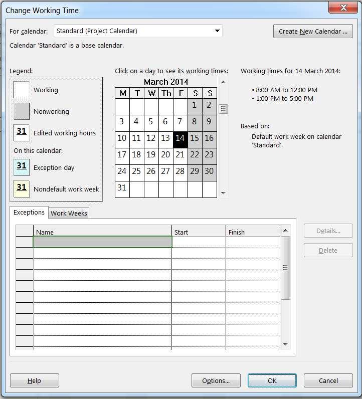 Now select the start or finish date that you require. You may also select a range of calendars that may best suit your project. This will be discussed further in the next section.
