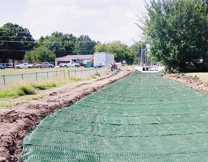 lofty, woven polypropylene geotextile. Patented material is specially engineered for superior erosion control on steep slopes and vegetated waterways.