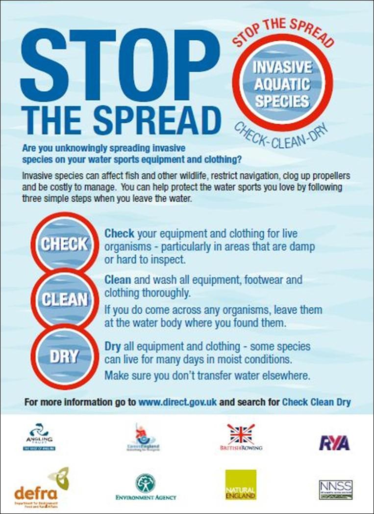 materials and organisms, particularly on areas that are damp or difficult to inspect. Leave any organisms in the water where you found them.