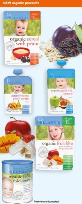 Bellamy s organic baby food Over 47 unique Australian made and organic certified products, including: snacks, cereals, pastas and ready to eat pouches Several new products launched