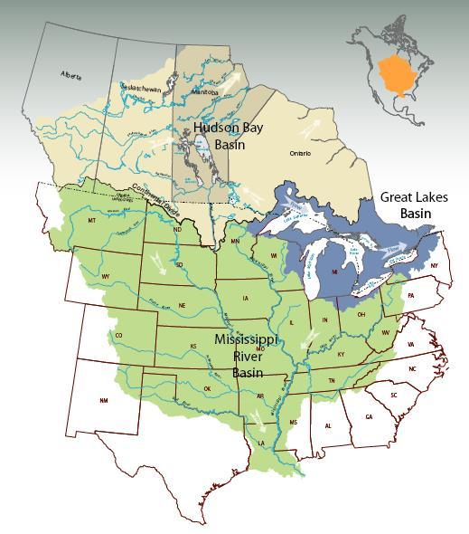 Water Basins On the receiving end of many watersheds Lake Winnipeg alone receives