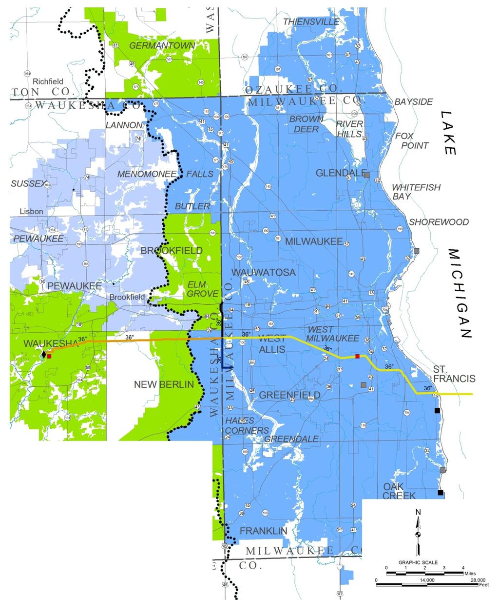Options 1 4 for Return Flow for Subalternative 2 to the Composite Plan: Return Flow Pipelines to Lake Michigan, Underwood Creek, and Root River Return Flow