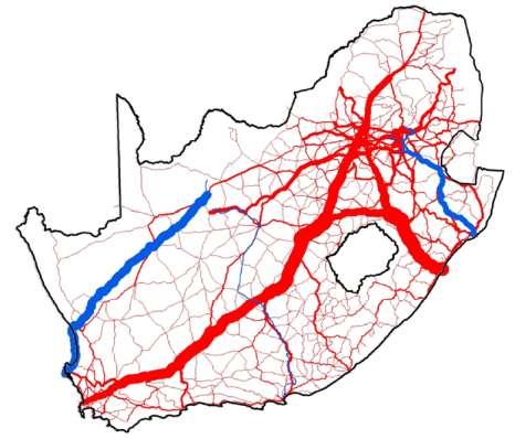 The Gauteng-Free State-Durban Corridor is the most important economic corridor in the country 2013 2044 Total freight on the South African surface is expected to increase