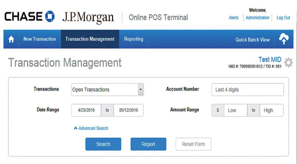 QUICK REFERENCE GUIDE ONLINE POS TERMINAL 25 REPORTING (UNDER THE TRANSACTION