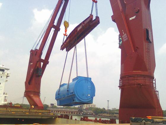 Pangani Seatech cross trades Heavy cranes and machinery Seatech port agency div. handles Combi-Lift vessel M.V.
