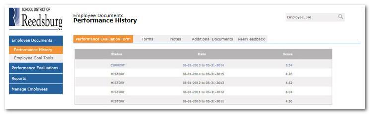 Performance History Performance History is your employee s virtual personnel file.