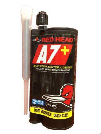 Epoxy Adhesive RED HEAD is a high-strength, fast-cure adhesive that is designed to securely anchor threaded rod and rebar to cured concrete and masonry.