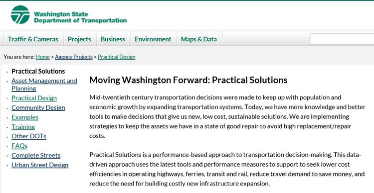PRACTICAL SOLUTIONS EXPLANATION PRACTICAL SOLUTIONS EXPLANATION performance based approach to transportation decision making. seek lower cost efficiencies.