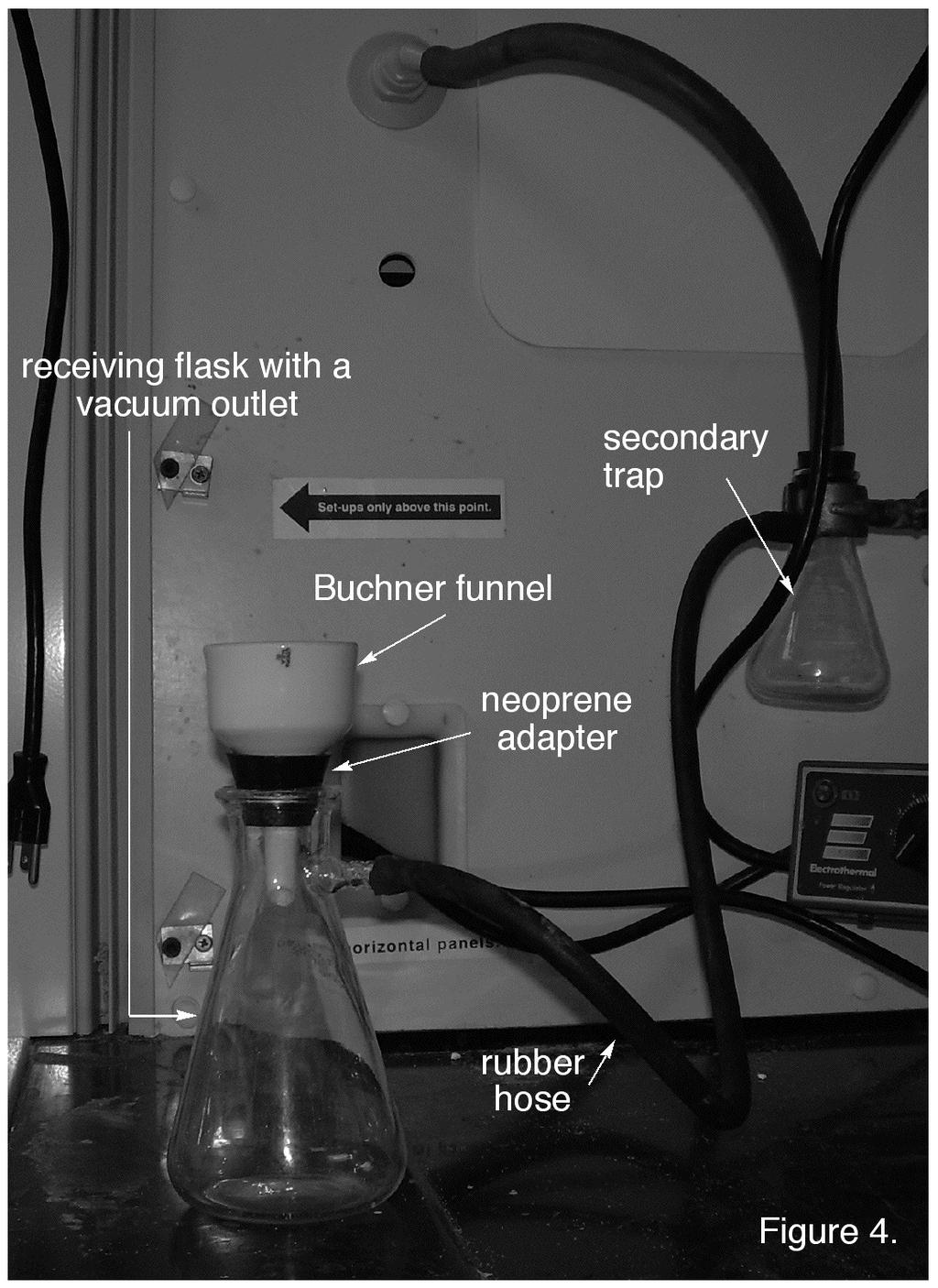 amounts of the cold, pure solvent to remove the mother solution. At this stage, the vacuum can be released, and the solvent is allowed to pass through the filter paper by gravity.